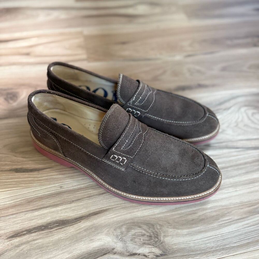 1901 Made in Brazil Mens Brown Suede Leather Slip-On Penny Loafer Shoes Size 13M